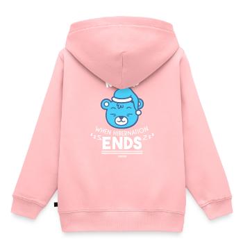 weck mich auf wenn der Winterschlaf vorbei ist - Kinder Premium Organic Hoodie - Rosa - Hinten - AI Model Kid Female (0cm)