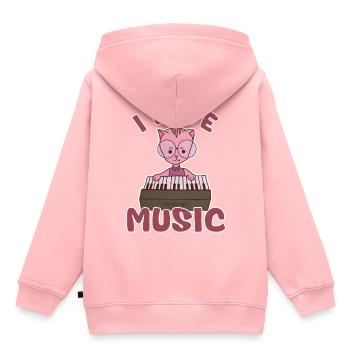 Ich liebe Musik - Katze spielt Piano - Kinder Premium Organic Hoodie - Rosa - Hinten - AI Model Kid Female (0cm)
