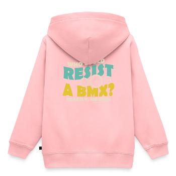 qui peut résister à un BMX - Sweat Premium à capuche enfant bio - rose - Dos - AI Model Kid Female (0cm)