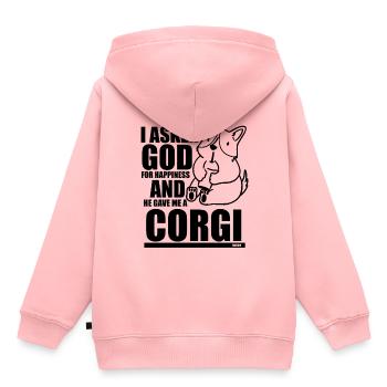 Corgi Gott Hundeliebe - Kinder Premium Organic Hoodie - Rosa - Hinten - AI Model Kid Female (0cm)