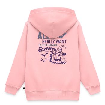 Je veux célébrer Halloween - Sweat Premium à capuche enfant bio - rose - Dos - AI Model Kid Female (0cm)
