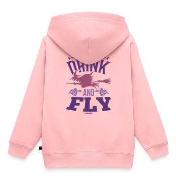Hexe fliegt auf dem Besen - Kinder Premium Organic Hoodie - Rosa - Hinten - AI Model Kid Female (0cm)