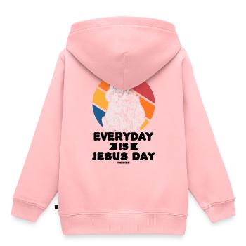 Chaque jour est le jour de Jésus - Sweat Premium à capuche enfant bio - rose - Dos - AI Model Kid Female (0cm)