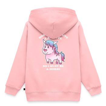 Les chevaux sont mignons je suis mignon donc je suis - Sweat Premium à capuche enfant bio - rose - Dos - AI Model Kid Female (0cm)