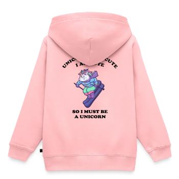 Einhorn liebt Wintersport - Kinder Premium Organic Hoodie - Rosa - Hinten - AI Model Kid Female (0cm)