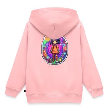 Cartoonish Dimension Traveler Standin - Kinder Premium Organic Hoodie - Rosa - Hinten - AI Model Kid Female (0cm)