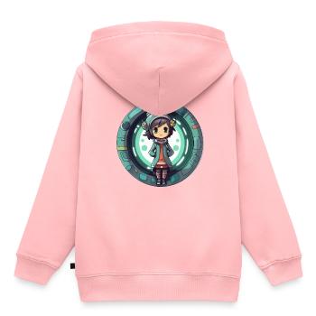 Cute Cartoonish Dimension Traveler Standin - Kinder Premium Organic Hoodie - Rosa - Hinten - AI Model Kid Female (0cm)