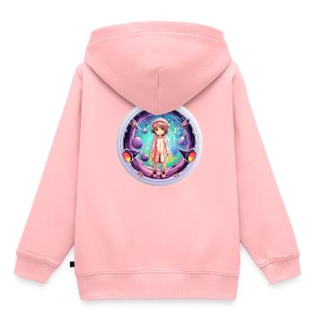 Cartoon Dimension Traveler Shirt - Kinder Premium Organic Hoodie - Rosa - Hinten - AI Model Kid Female (0cm)