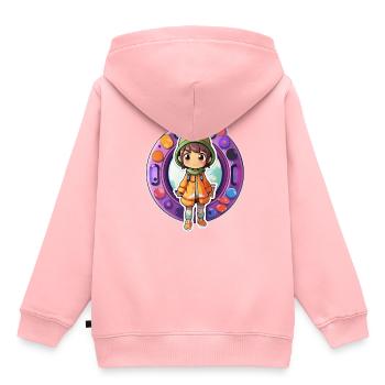 mauel A sticker of a cute cartoonish dimension tr - Kinder Premium Organic Hoodie - Rosa - Hinten - AI Model Kid Female (0cm)