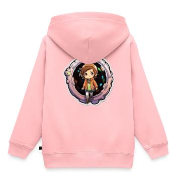 Whimsical Wanderer Cartoon Dimension Traveler - Kinder Premium Organic Hoodie - Rosa - Hinten - AI Model Kid Female (0cm)