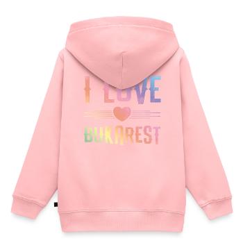I Love Bukarest - Kinder Premium Organic Hoodie - Rosa - Hinten - AI Model Kid Female (0cm)