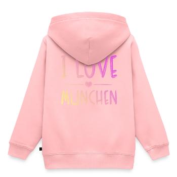 I Love München - Kinder Premium Organic Hoodie - Rosa - Hinten - AI Model Kid Female (0cm)
