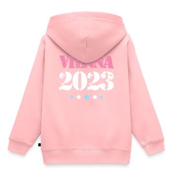 Vienne 2023 Vienne - Sweat Premium à capuche enfant bio - rose - Dos - AI Model Kid Female (0cm)