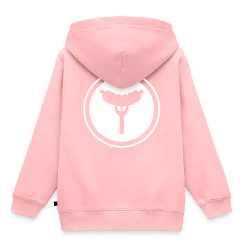 Fourchette à saucisse - Sweat Premium à capuche enfant bio - rose - Dos - AI Model Kid Female (0cm)