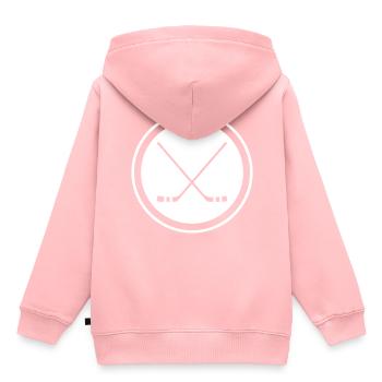 Bâtons de hockey sur glace - Sweat Premium à capuche enfant bio - rose - Dos - AI Model Kid Female (0cm)