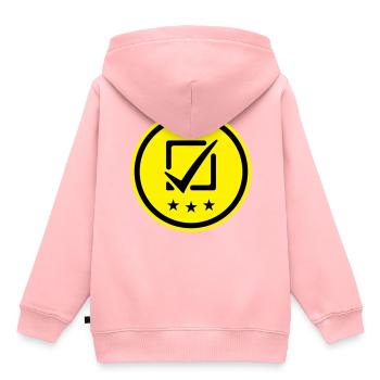 Cochez la case Vote - Sweat Premium à capuche enfant bio - rose - Dos - AI Model Kid Female (0cm)
