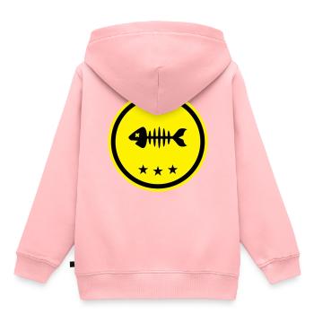 Os d’os symbole de poisson - Sweat Premium à capuche enfant bio - rose - Dos - AI Model Kid Female (0cm)