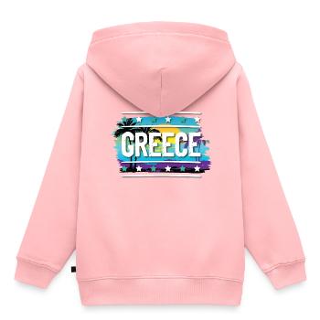 Grecia - Sudadera Premium con capucha infantil orgánica - rosa - detrás - AI Model Kid Female (0cm)