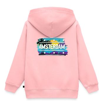 Amsterdam - Sweat Premium à capuche enfant bio - rose - Dos - AI Model Kid Female (0cm)