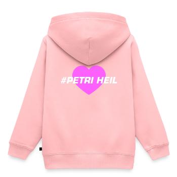 Petri Heil Herz Fischen - Kinder Premium Organic Hoodie - Rosa - Hinten - AI Model Kid Female (0cm)