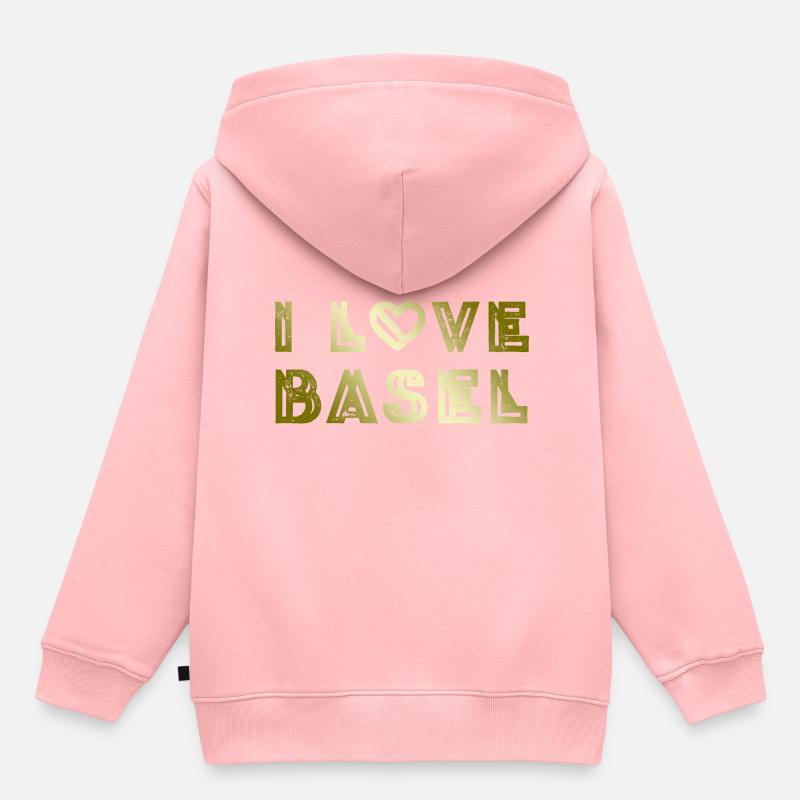 J’adore Bâle - Sweat Premium à capuche enfant bio - rose