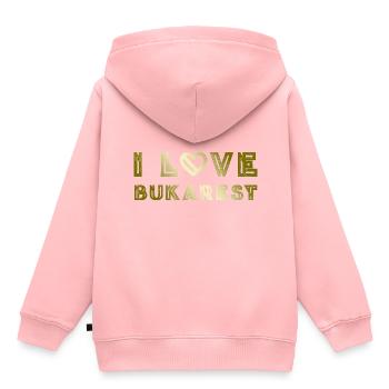I Love Bukarest - Kinder Premium Organic Hoodie - Rosa - Hinten - AI Model Kid Female (0cm)