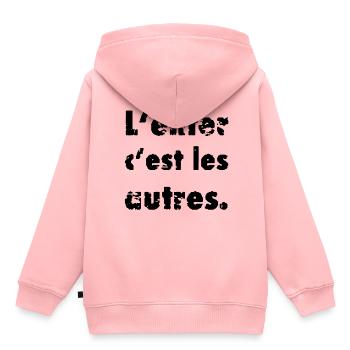 L’enfer c’est les autres L’enfer sont les Autres - Sweat Premium à capuche enfant bio - rose - Dos - AI Model Kid Female (0cm)