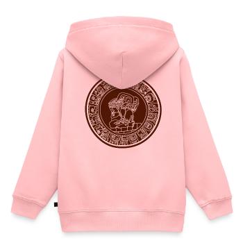 Calendrier Maya Calendrier Sun Horoscope Maya - Sweat Premium à capuche enfant bio - rose - Dos - AI Model Kid Female (0cm)
