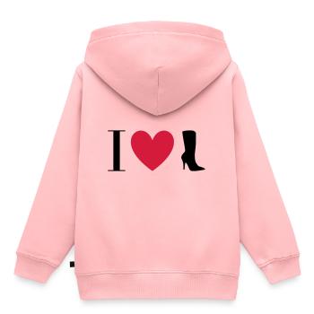 ★ Designfarben änderbar ★ I love Stiefel - Kinder Premium Organic Hoodie - Rosa - Hinten - AI Model Kid Female (0cm)
