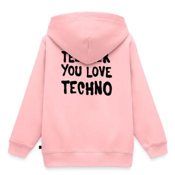 Tell her you love techno - Kids Premium Organic Hoodie - rose - Back - AI Model Kid Female (0cm)