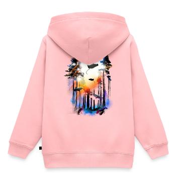 Requin Surréaliste monde Psychodelik Trip - Sweat Premium à capuche enfant bio - rose - Dos - AI Model Kid Female (0cm)