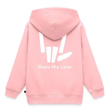 partager le signe de la main amour cool forme drôle - Sweat Premium à capuche enfant bio - rose - Dos - AI Model Kid Female (0cm)