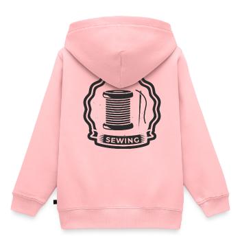 Aiguille à tricoter couture grand-mère fait à la main - Sweat Premium à capuche enfant bio - rose - Dos - AI Model Kid Female (0cm)