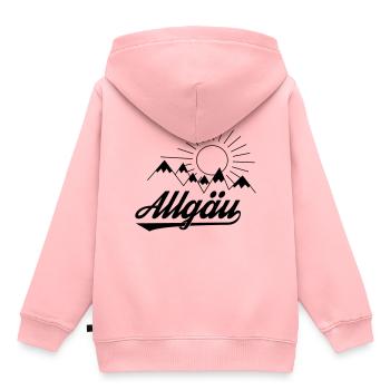 Allgäu Schriftzug mit Bergen und Sonne - Geschenk - Kinder Premium Organic Hoodie - Rosa - Hinten - AI Model Kid Female (0cm)