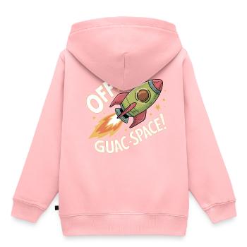 Avocado Rakete: Off To Guac-Space - Kinder Premium Organic Hoodie - Rosa - Hinten - AI Model Kid Female (0cm)