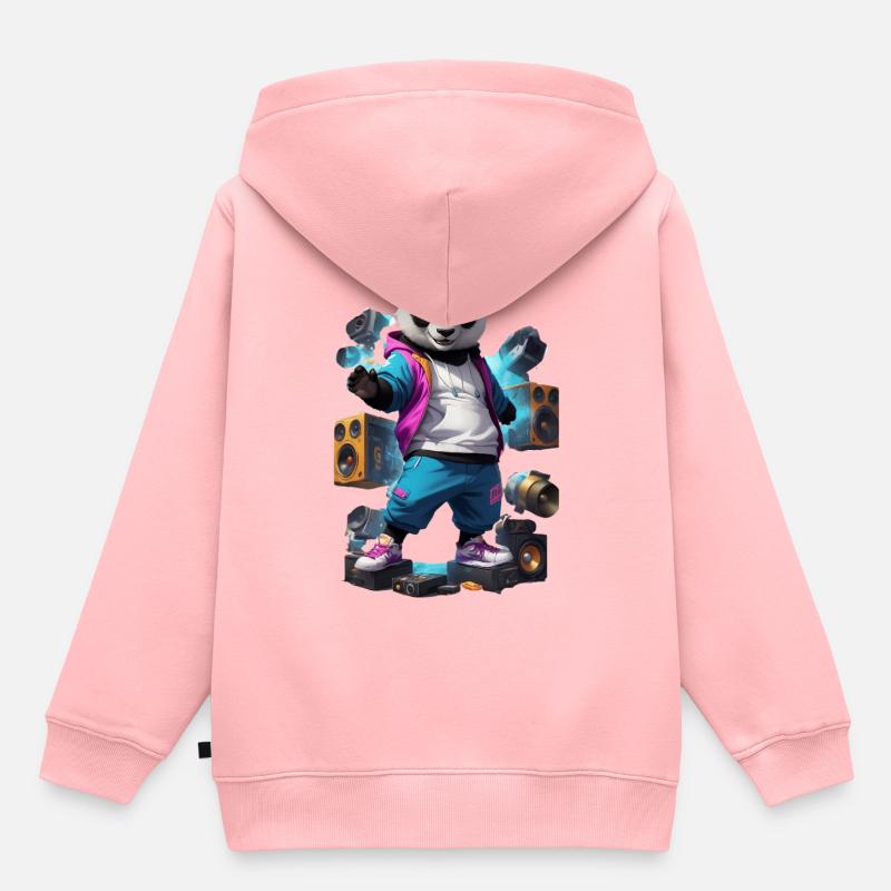 Breakdance Panda - Sweat Premium à capuche enfant bio - rose