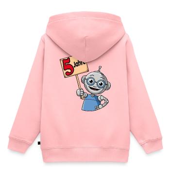 Fünf Jahre 5. Geburtstag kleiner bunter Roboter - Kinder Premium Organic Hoodie - Rosa - Hinten - AI Model Kid Female (0cm)