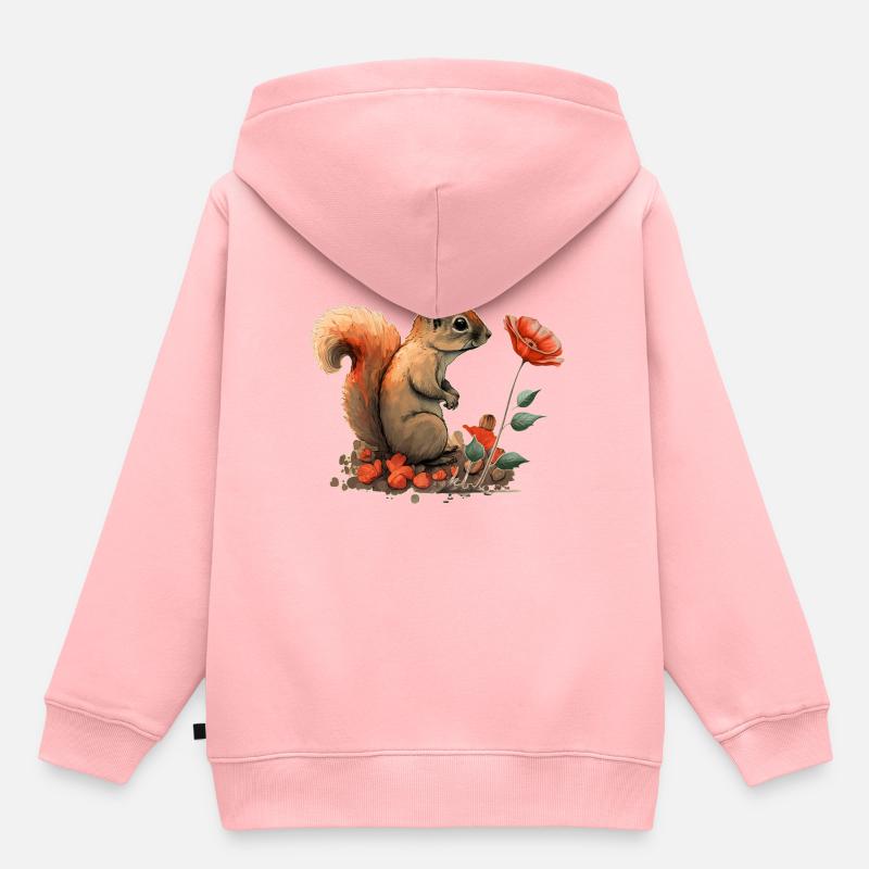 Écureuil - Sweat Premium à capuche enfant bio - rose