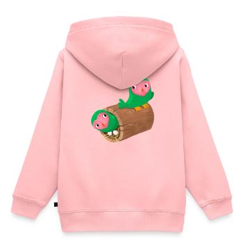 Nesting peach face lovebirds in a log - Kids Premium Organic Hoodie - rose - Back - AI Model Kid Female (0cm)
