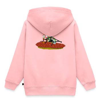 Fliege auf Salamibrot - Kinder Premium Organic Hoodie - Rosa - Hinten - AI Model Kid Female (0cm)