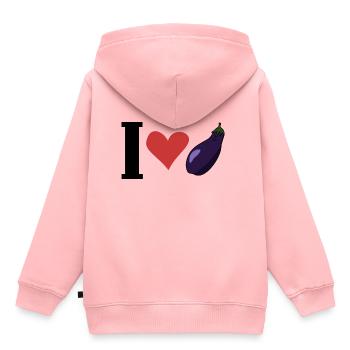 J’adore la laitue d’oeufs - Sweat Premium à capuche enfant bio - rose - Dos - AI Model Kid Female (0cm)