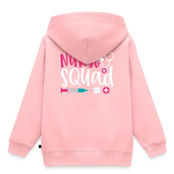 Phrase nurse squad - Sweat Premium à capuche enfant bio - rose - Dos - AI Model Kid Female (0cm)