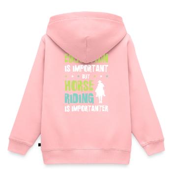 Éducation des chevaux - Sweat Premium à capuche enfant bio - rose - Dos - AI Model Kid Female (0cm)