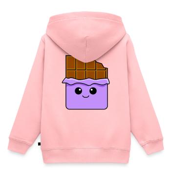 Bande dessinée chocolat - Sweat Premium à capuche enfant bio - rose - Dos - AI Model Kid Female (0cm)