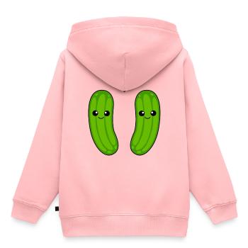 Gurke Paar Liebe Comic - Kinder Premium Organic Hoodie - Rosa - Hinten - AI Model Kid Female (0cm)