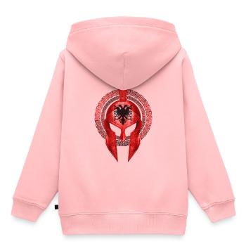 Spartaner Helm Albanien Flagge - Kinder Premium Organic Hoodie - Rosa - Hinten - AI Model Kid Female (0cm)