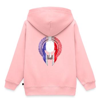 Spartaner Helm Frankreich Flagge - Kinder Premium Organic Hoodie - Rosa - Hinten - AI Model Kid Female (0cm)
