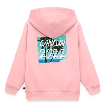 Cancún 2022 - Sweat Premium à capuche enfant bio - rose - Dos - AI Model Kid Female (0cm)