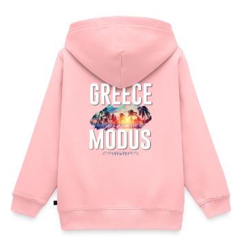 Mode Grèce - Sweat Premium à capuche enfant bio - rose - Dos - AI Model Kid Female (0cm)