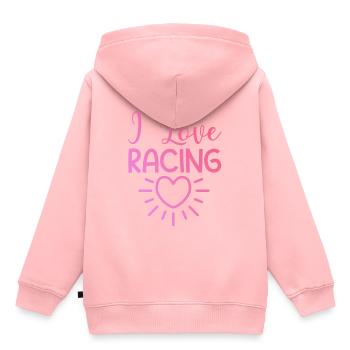 Ich liebe Rennen - Kinder Premium Organic Hoodie - Rosa - Hinten - AI Model Kid Female (0cm)